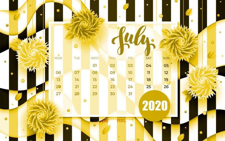 2020年7月日历