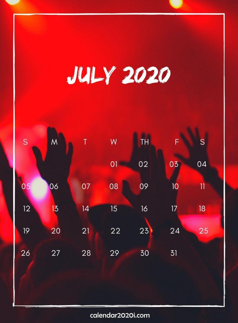 2020年7月日历