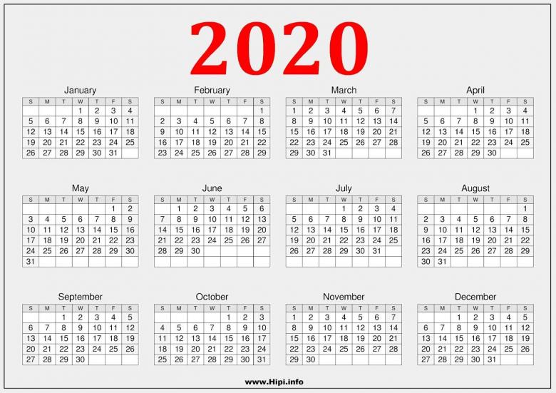 2020年8月日历