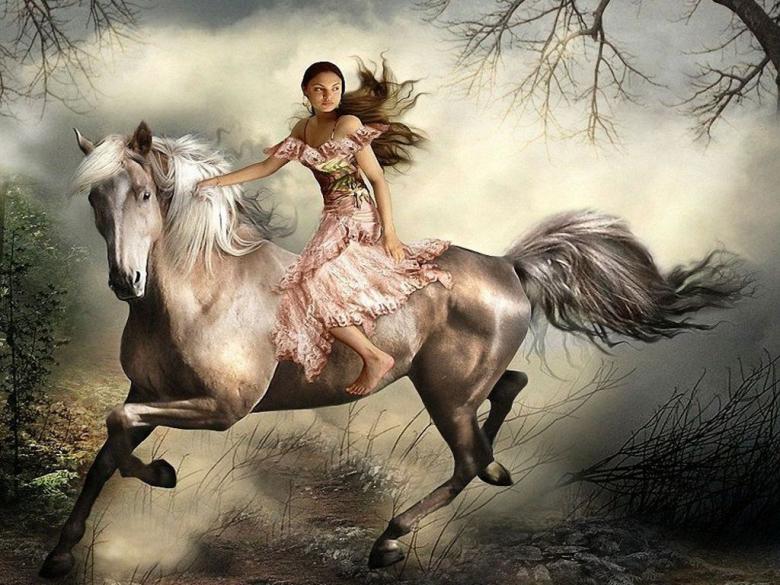 美女骑马