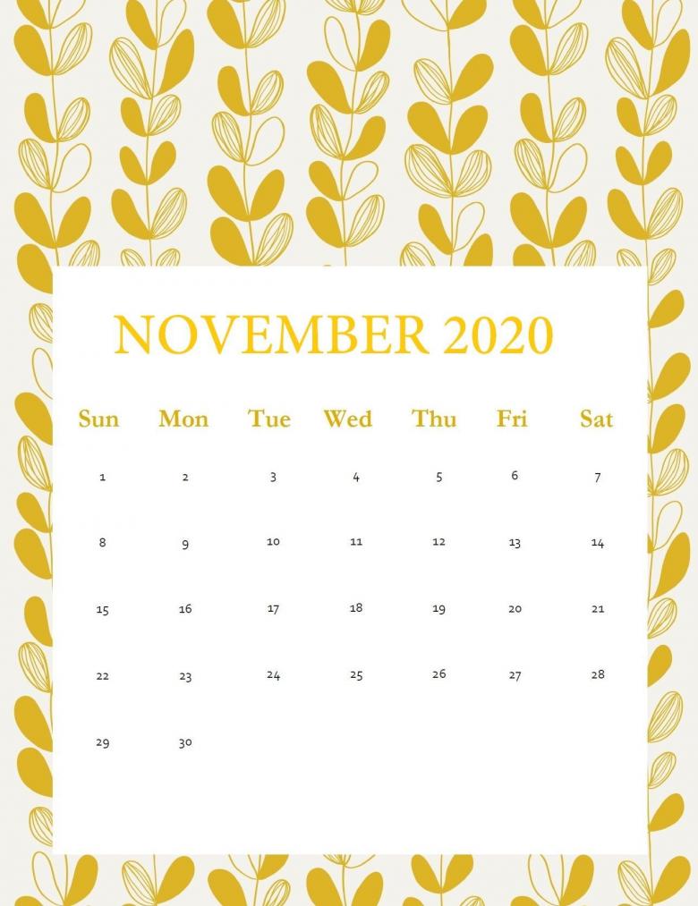 2020年11月日历