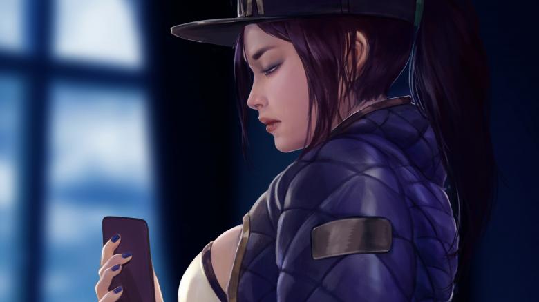 水墨美女肖像画