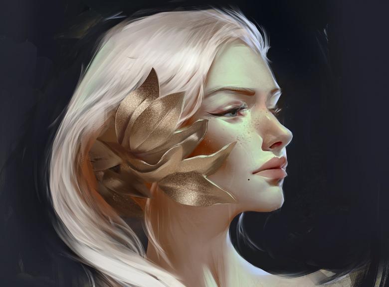 水墨美女肖像画