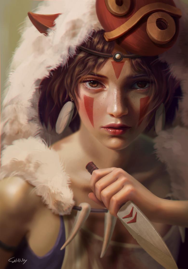 水墨美女肖像画