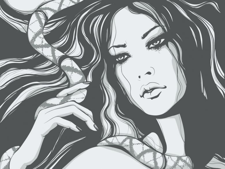 水墨美女肖像画