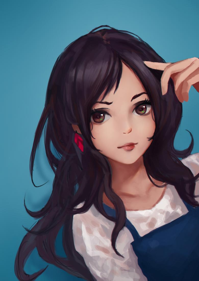 水墨美女肖像画