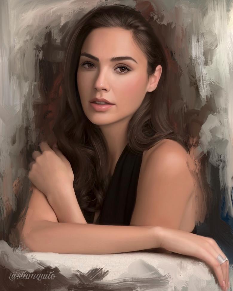 水墨美女肖像画