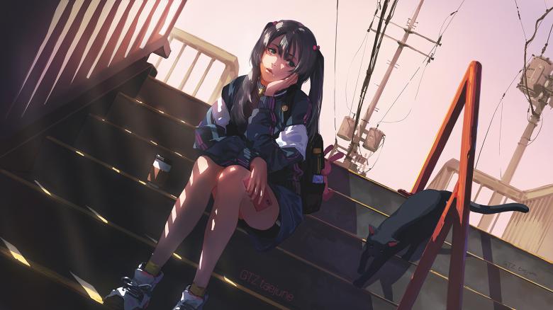 水墨美女肖像画