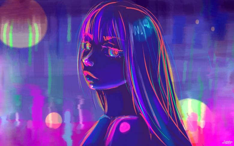 水墨美女肖像画