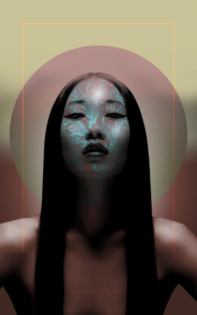 水墨美女肖像画