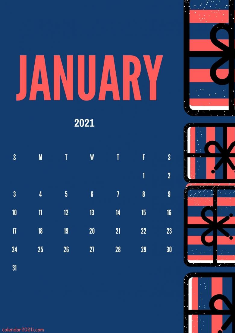 2021年1月日历